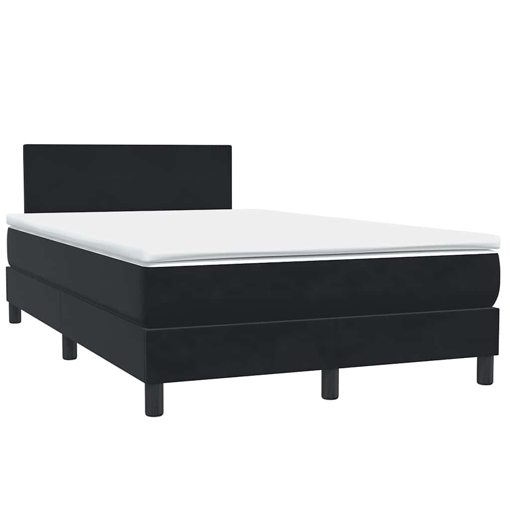 Sommier à lattes de lit avec matelas et LED noir 120x210 cm velours - XIOS