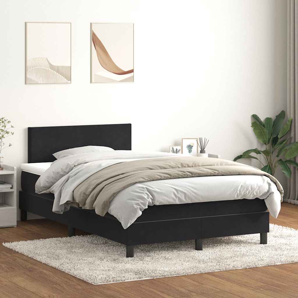 Sommier à lattes de lit avec matelas et LED noir 120x210 cm velours - XIOS