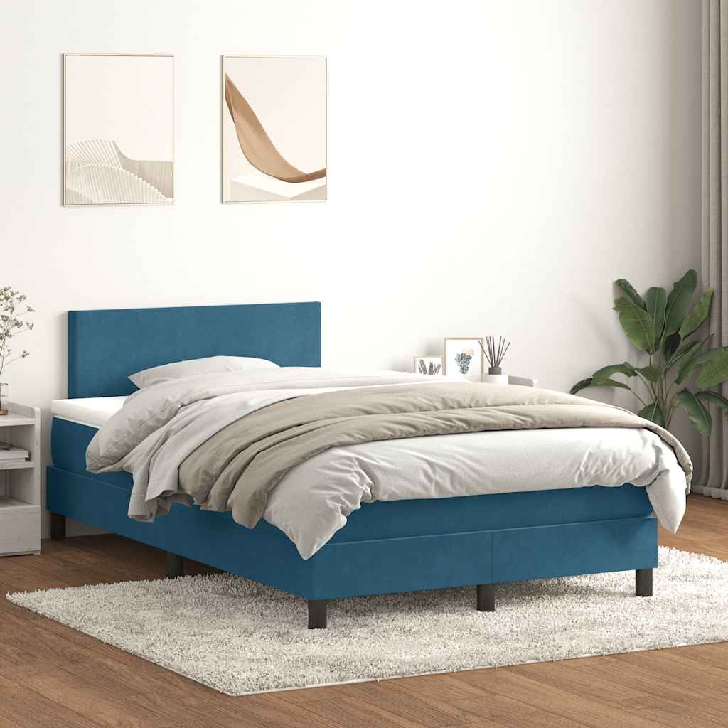 Sommier à lattes de lit et matelas et LED bleu foncé 120x210cm velours - XIOS