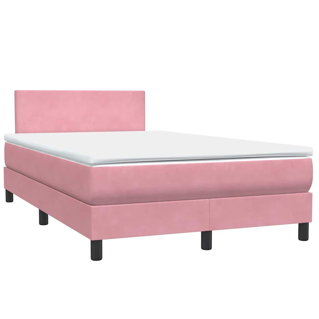 Sommier à lattes de lit avec matelas et LED rose 120x210 cm velours - XIOS