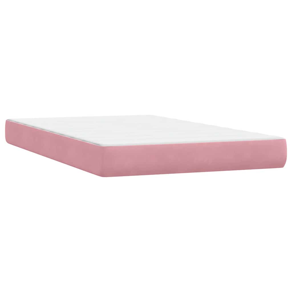 Sommier à lattes de lit avec matelas et LED rose 120x210 cm velours - XIOS