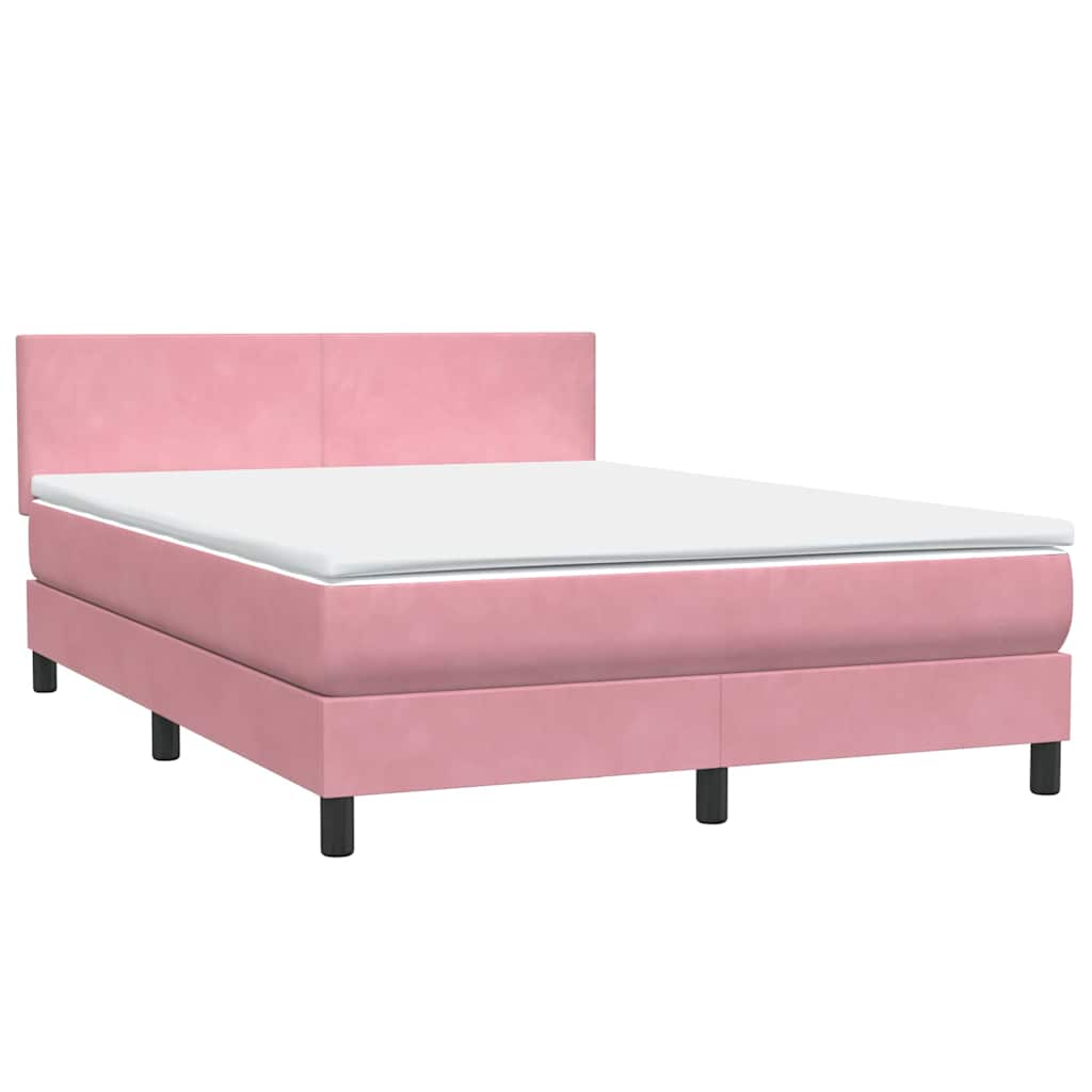 Sommier à lattes de lit avec matelas et LED rose 140x210 cm velours - XIOS