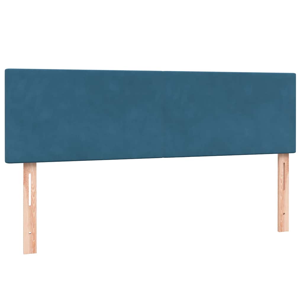 Sommier à lattes de lit et matelas et LED bleu foncé 160x210cm velours - XIOS
