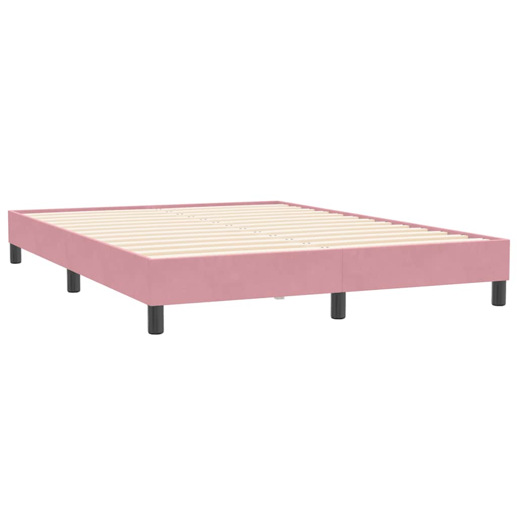 Sommier à lattes de lit avec matelas et LED rose 160x210 cm velours - XIOS