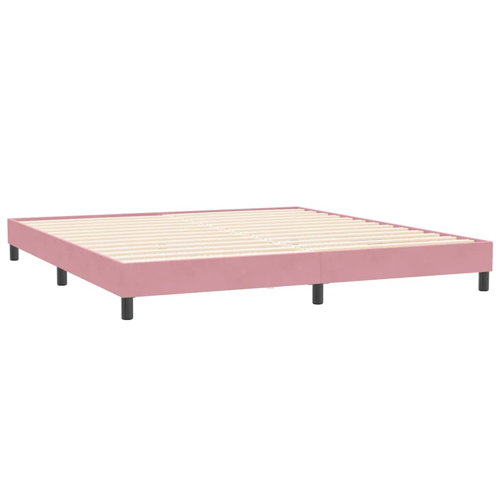 Sommier à lattes de lit avec matelas et LED rose 180x210 cm velours - XIOS