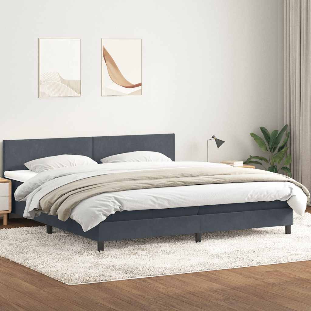Sommier à lattes de lit et matelas et LED gris foncé 200x210cm velours - XIOS