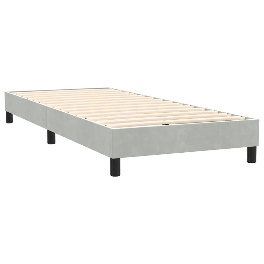Sommier à lattes de lit et matelas et LED gris clair 80x220 cm velours - XIOS