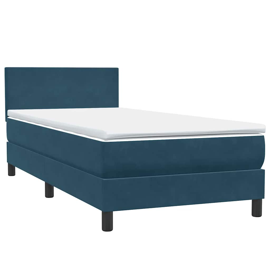 Sommier à lattes de lit et matelas et LED bleu foncé 80x220 cm velours - XIOS