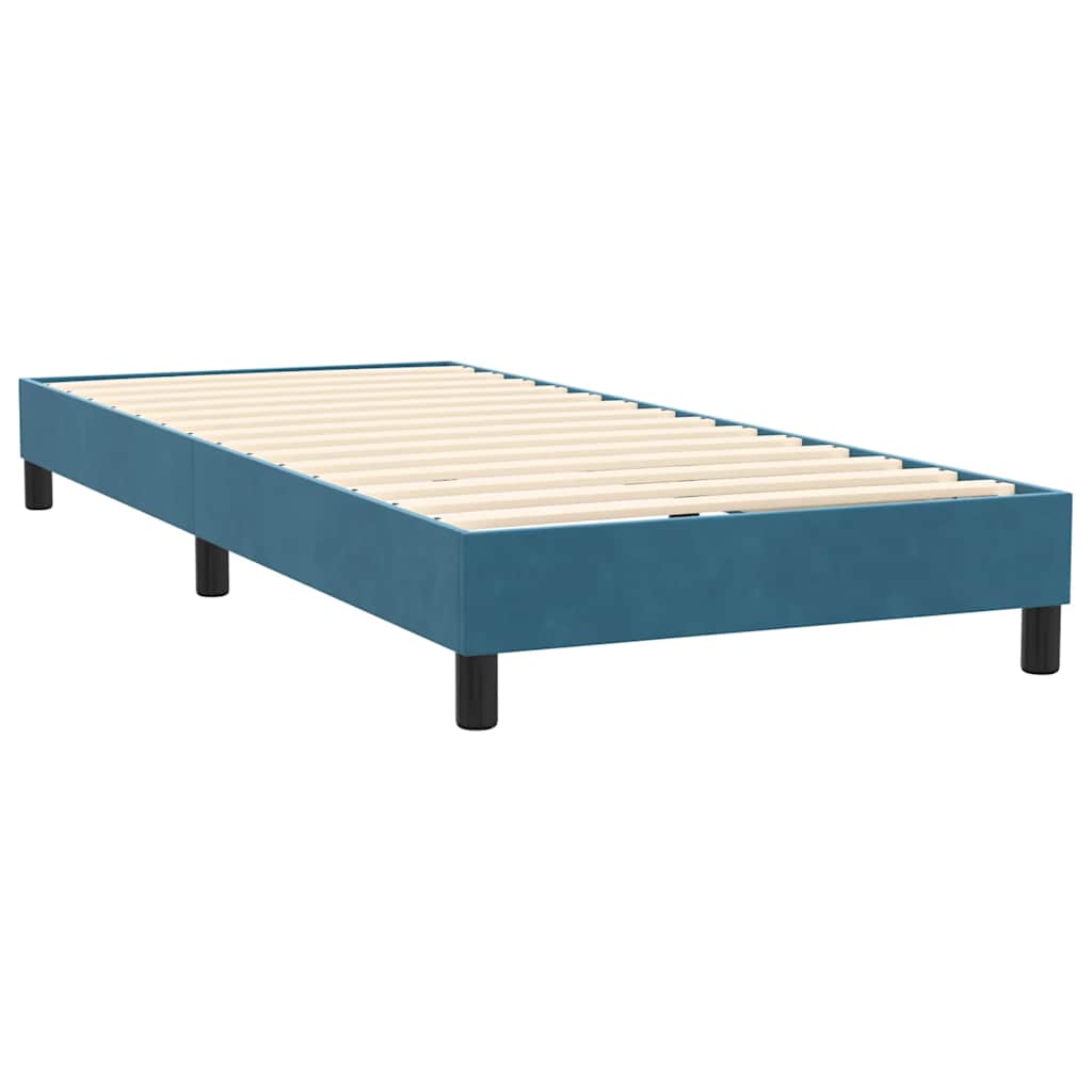 Sommier à lattes de lit et matelas et LED bleu foncé 80x220 cm velours - XIOS