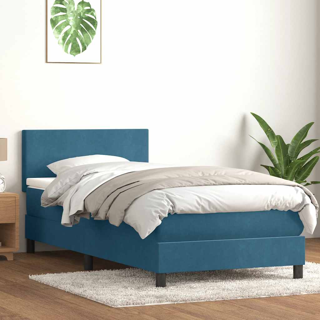 Sommier à lattes de lit et matelas et LED bleu foncé 80x220 cm velours - XIOS