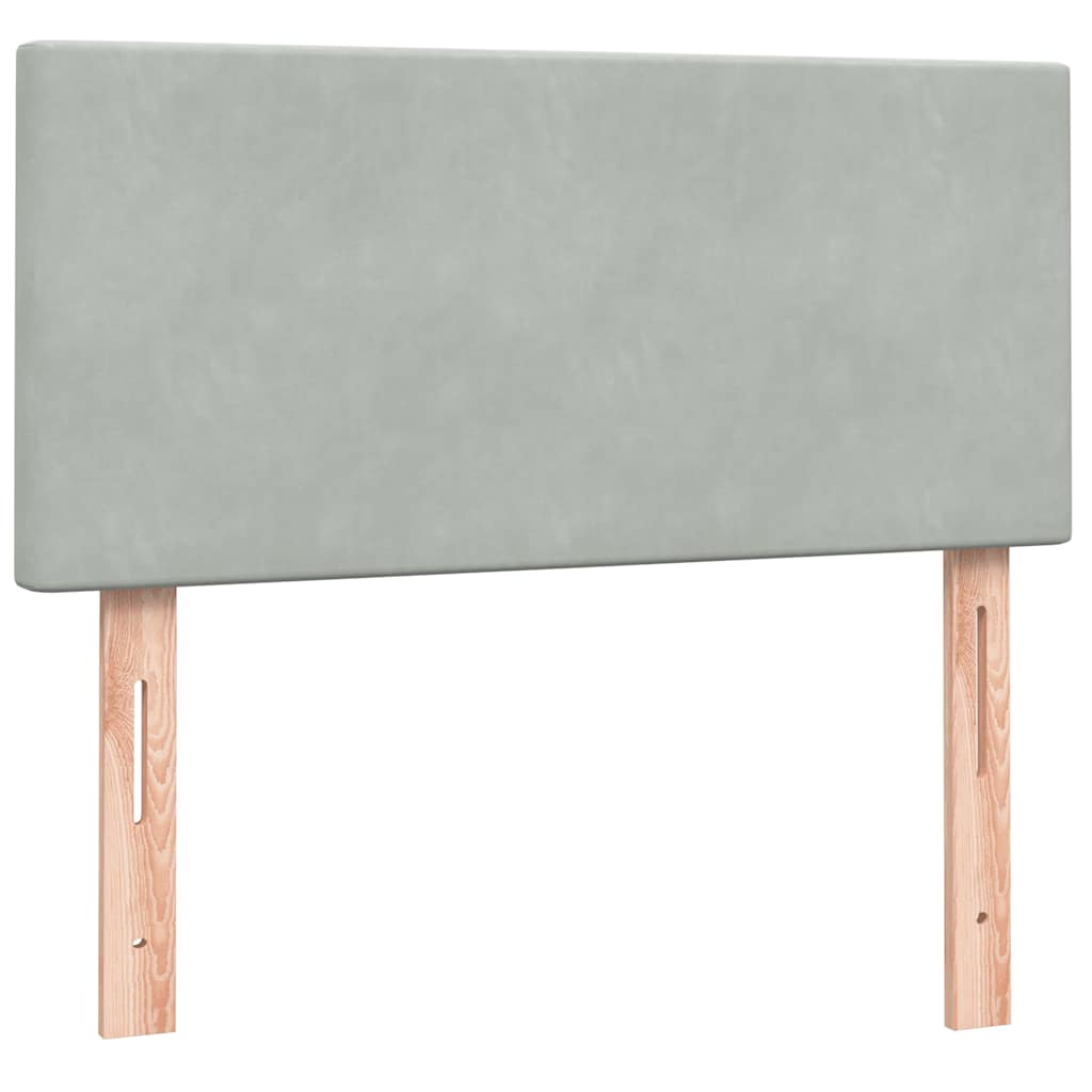 Sommier à lattes de lit et matelas et LED gris clair 90x220 cm velours - XIOS