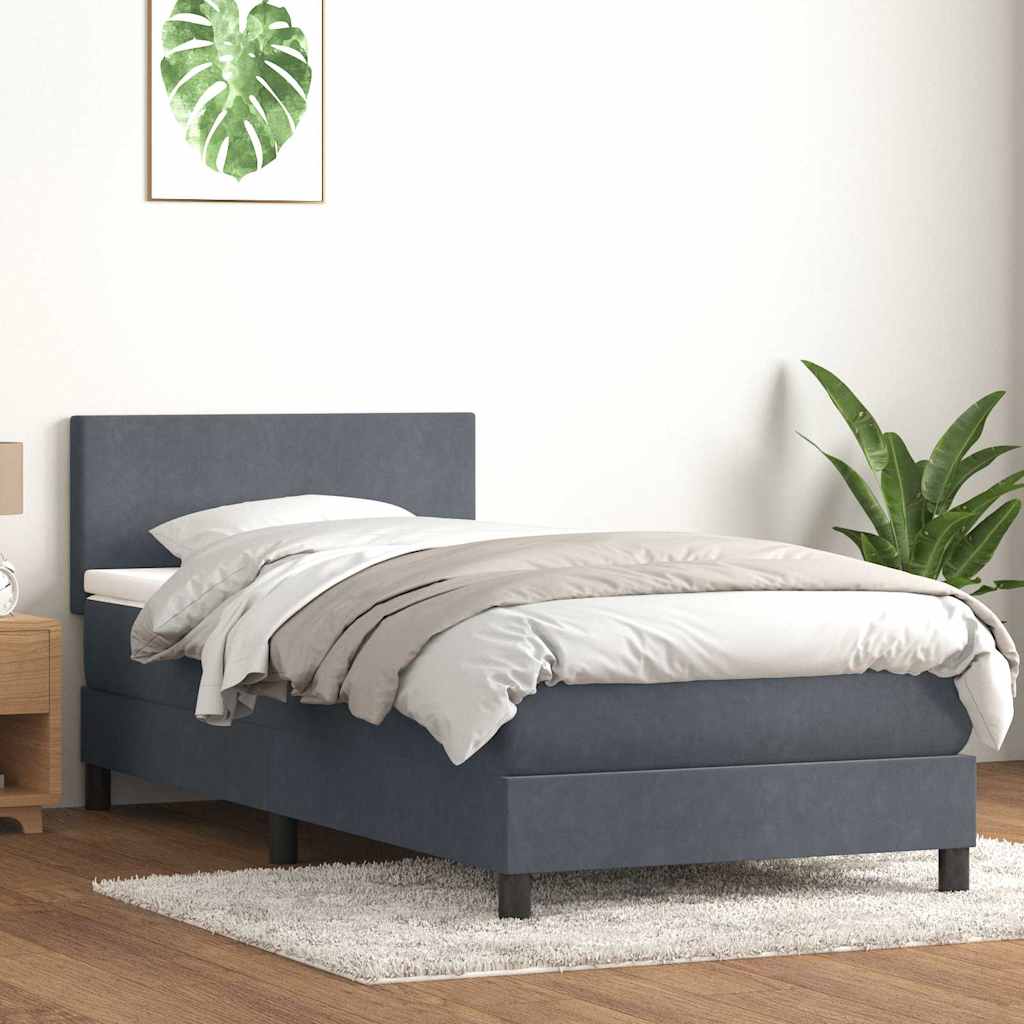 Sommier à lattes de lit et matelas et LED gris foncé 90x220 cm velours - XIOS