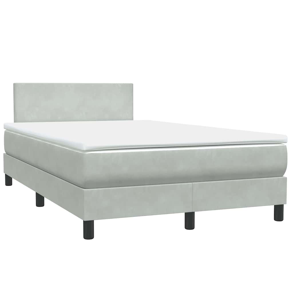 Sommier à lattes de lit et matelas et LED gris clair 120x220cm velours - XIOS