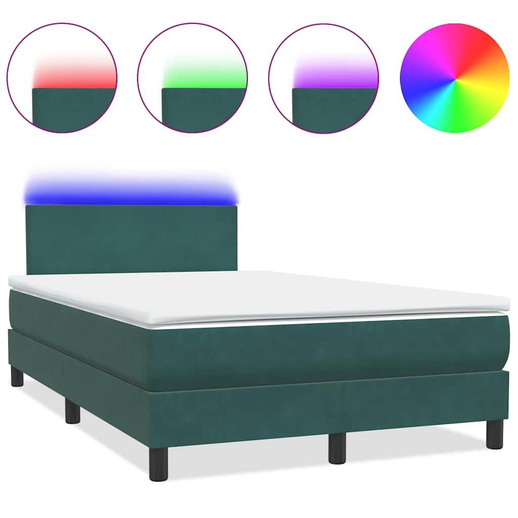 Sommier à lattes de lit et matelas et LED vert foncé 120x220cm velours - XIOS