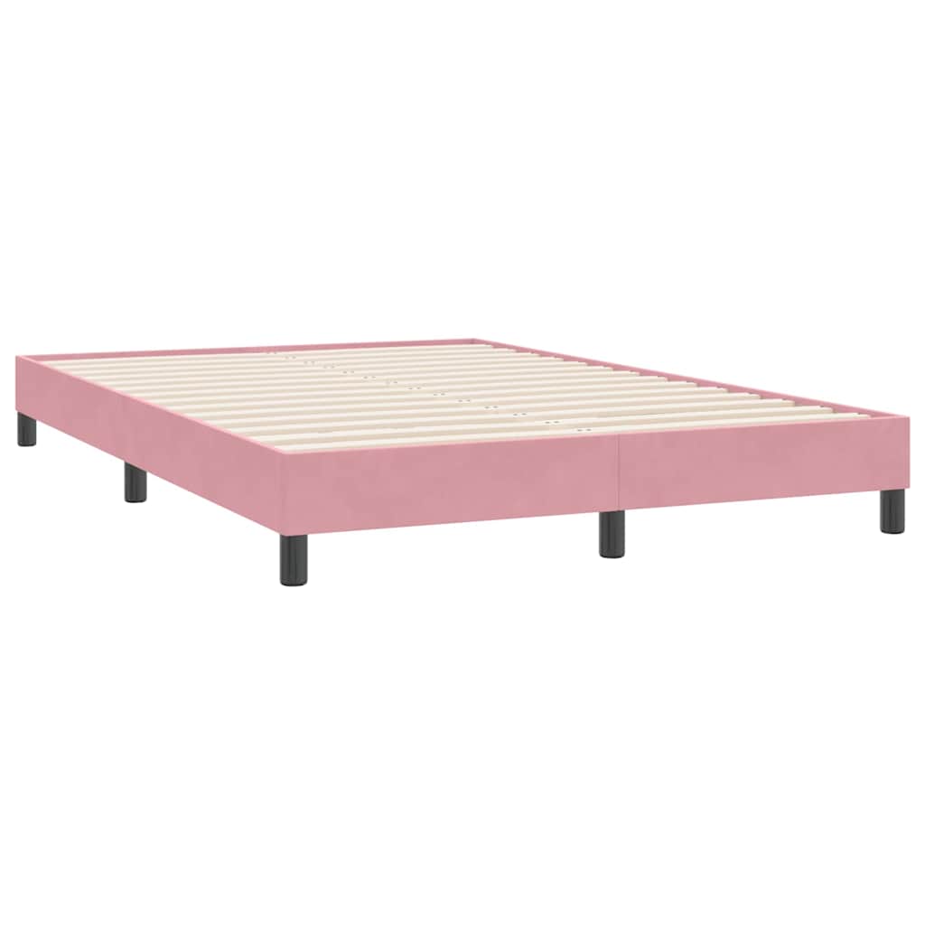 Sommier à lattes de lit avec matelas et LED rose 140x220 cm velours - XIOS