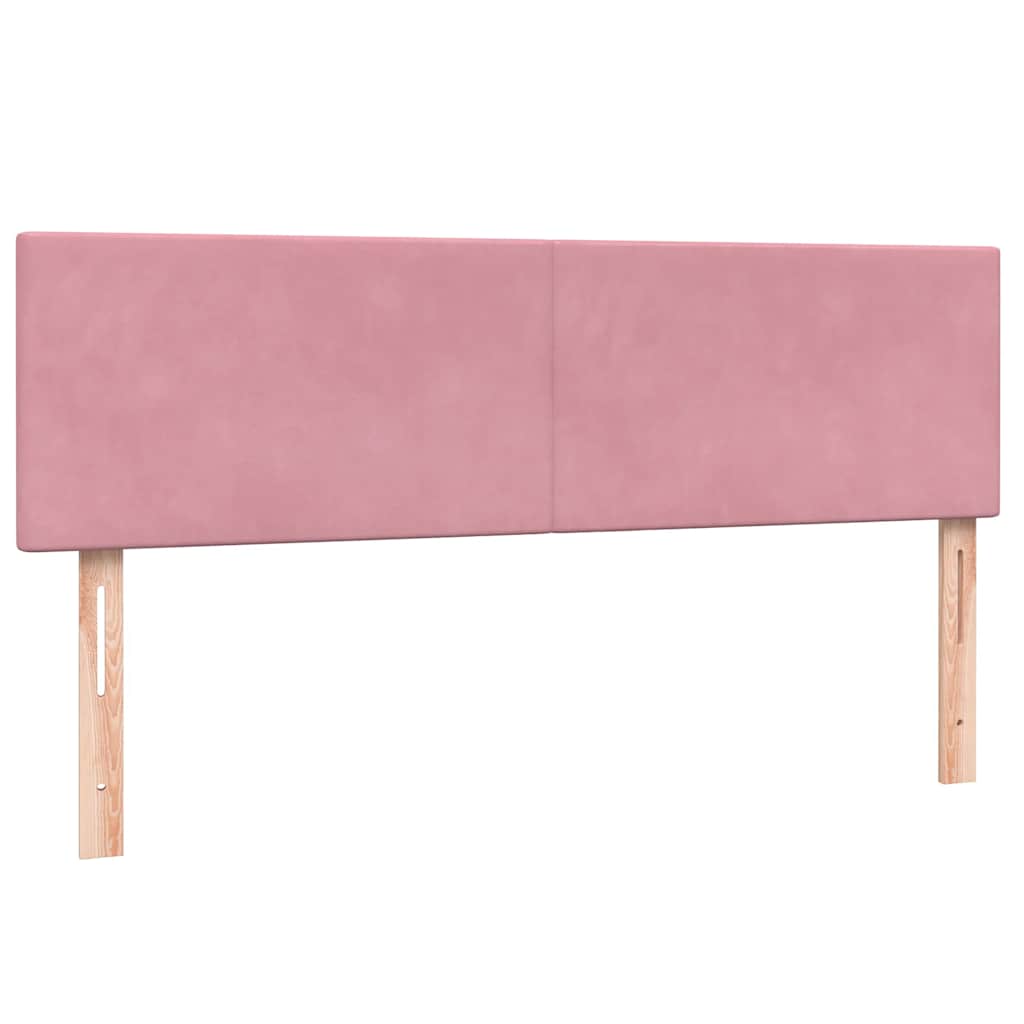 Sommier à lattes de lit avec matelas et LED rose 140x220 cm velours - XIOS