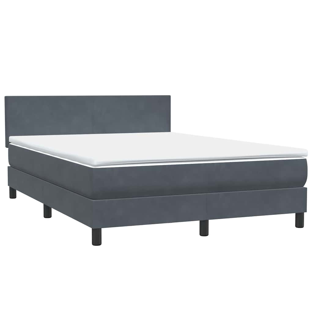 Sommier à lattes de lit et matelas et LED gris foncé 160x220cm velours - XIOS