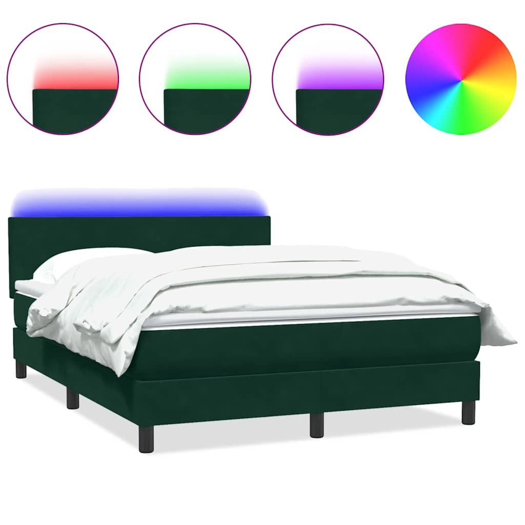 Sommier à lattes de lit et matelas et LED vert foncé 160x220cm velours - XIOS