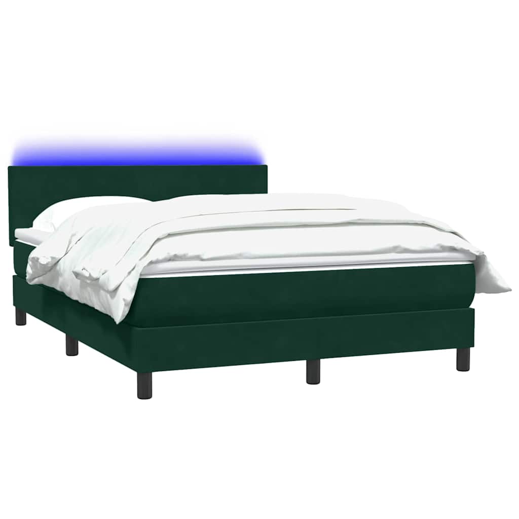 Sommier à lattes de lit et matelas et LED vert foncé 160x220cm velours - XIOS