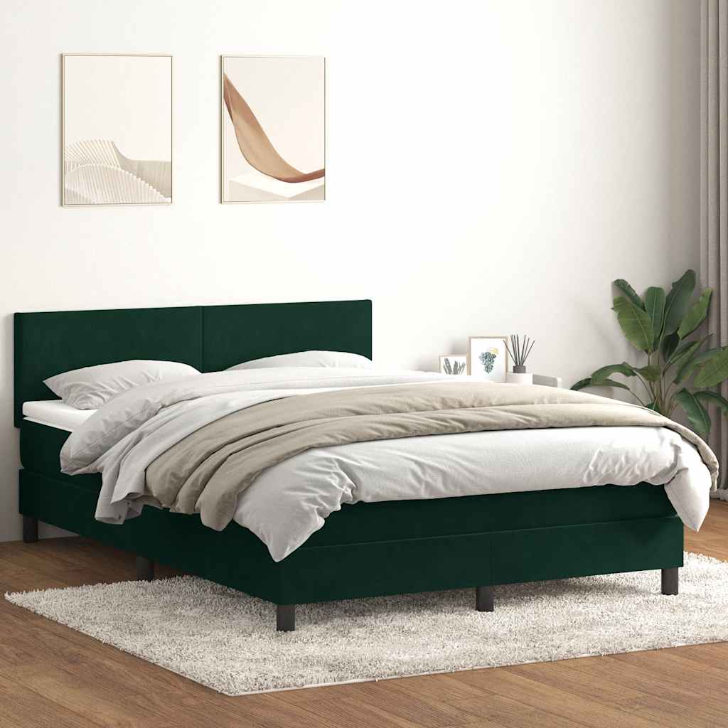 Sommier à lattes de lit et matelas et LED vert foncé 160x220cm velours - XIOS