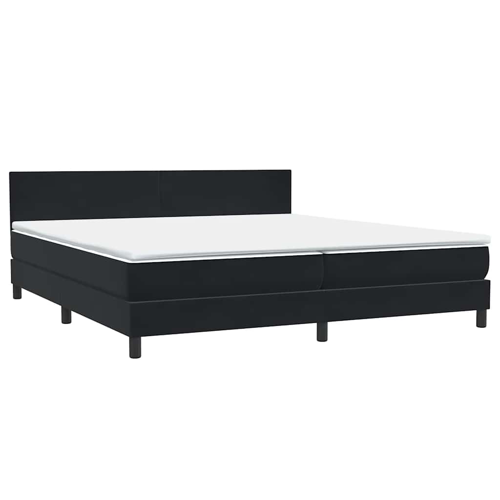 Sommier à lattes de lit avec matelas et LED noir 200x220 cm velours - XIOS