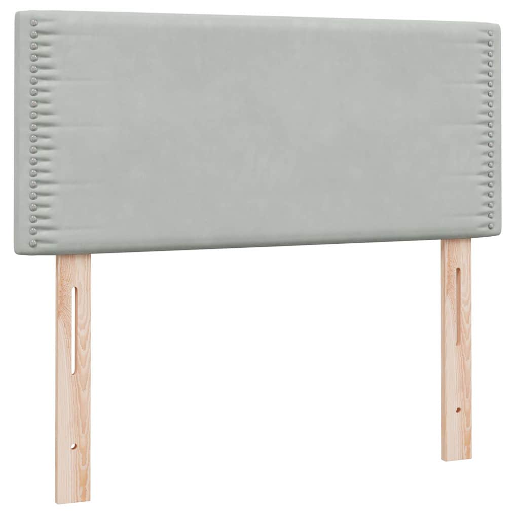 Sommier à lattes de lit et matelas et LED gris clair 80x210 cm velours - XIOS