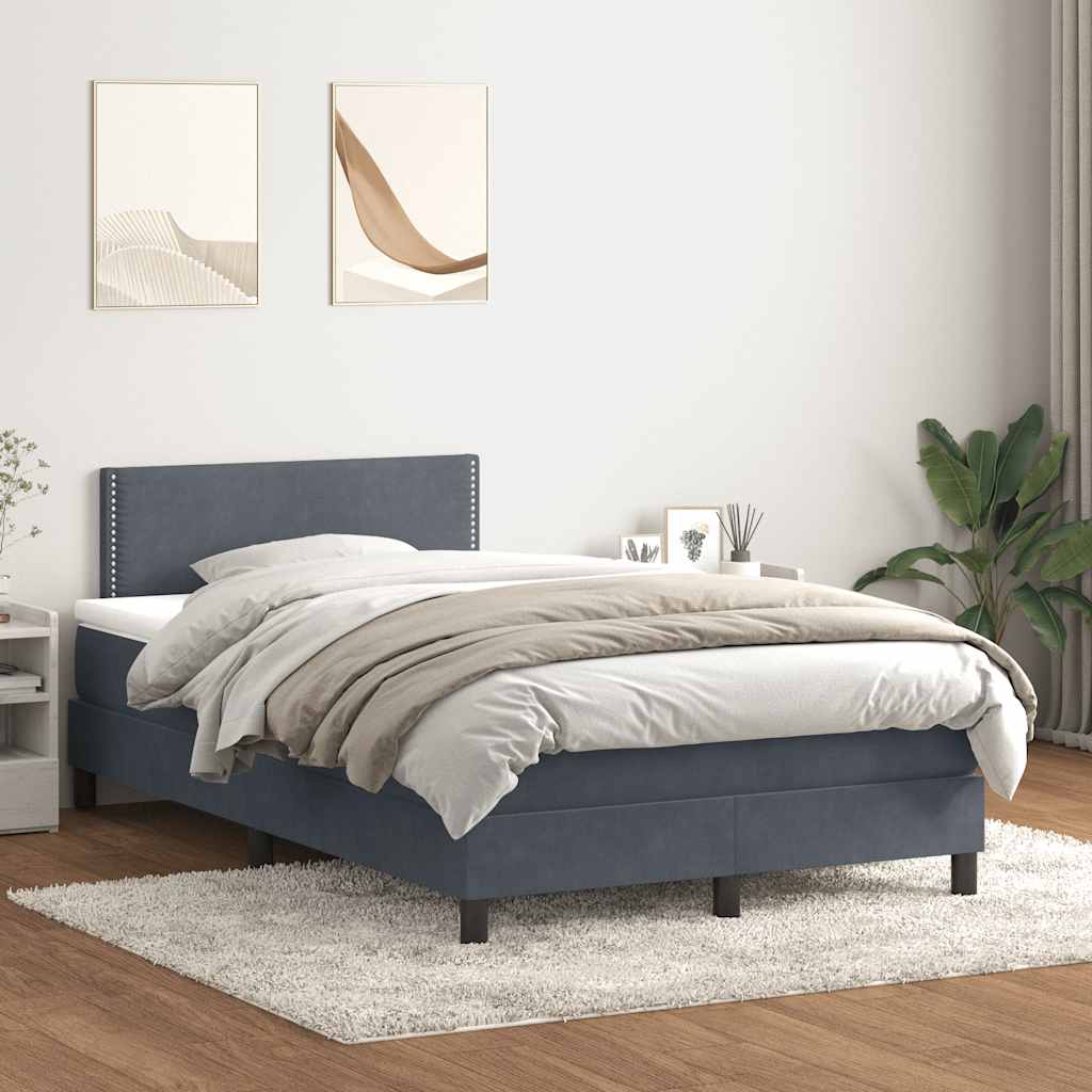 Sommier à lattes de lit et matelas et LED gris foncé 120x210cm velours - XIOS