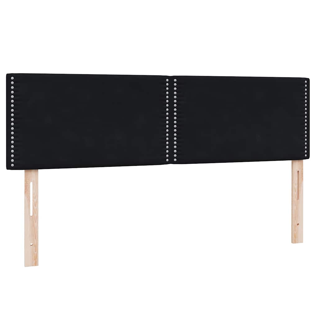 Sommier à lattes de lit avec matelas et LED noir 140x210 cm velours - XIOS
