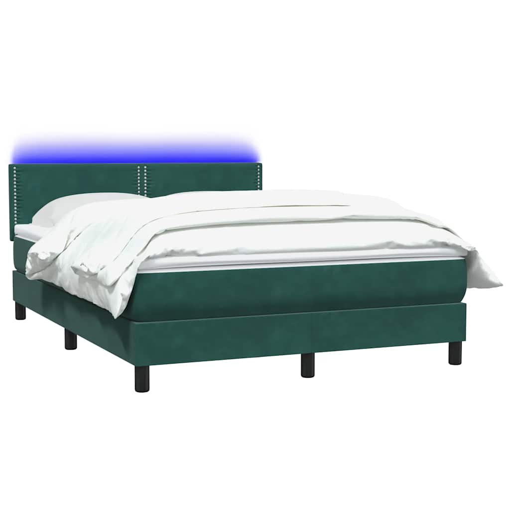Sommier à lattes de lit et matelas et LED vert foncé 140x210cm velours - XIOS