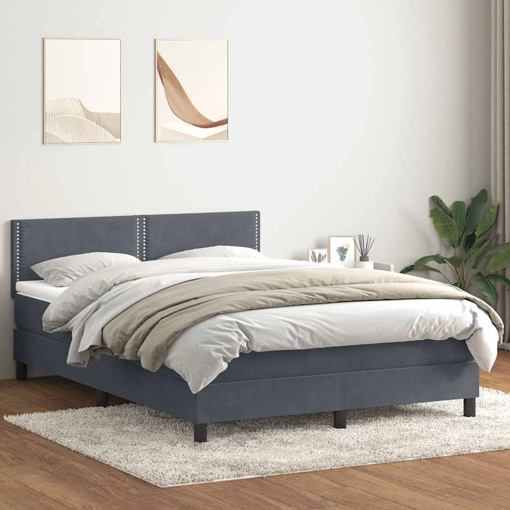 Sommier à lattes de lit et matelas et LED gris foncé 160x210cm velours - XIOS