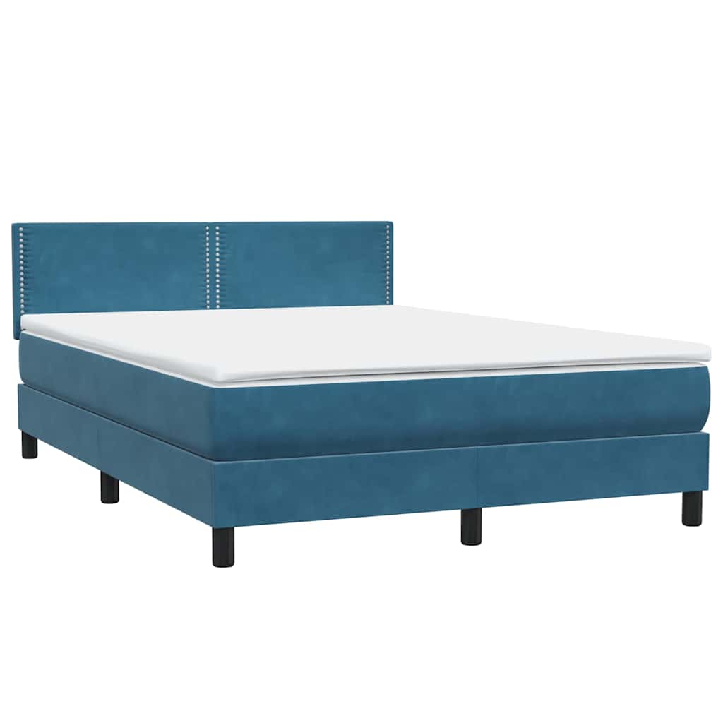 Sommier à lattes de lit et matelas et LED bleu foncé 160x210cm velours - XIOS