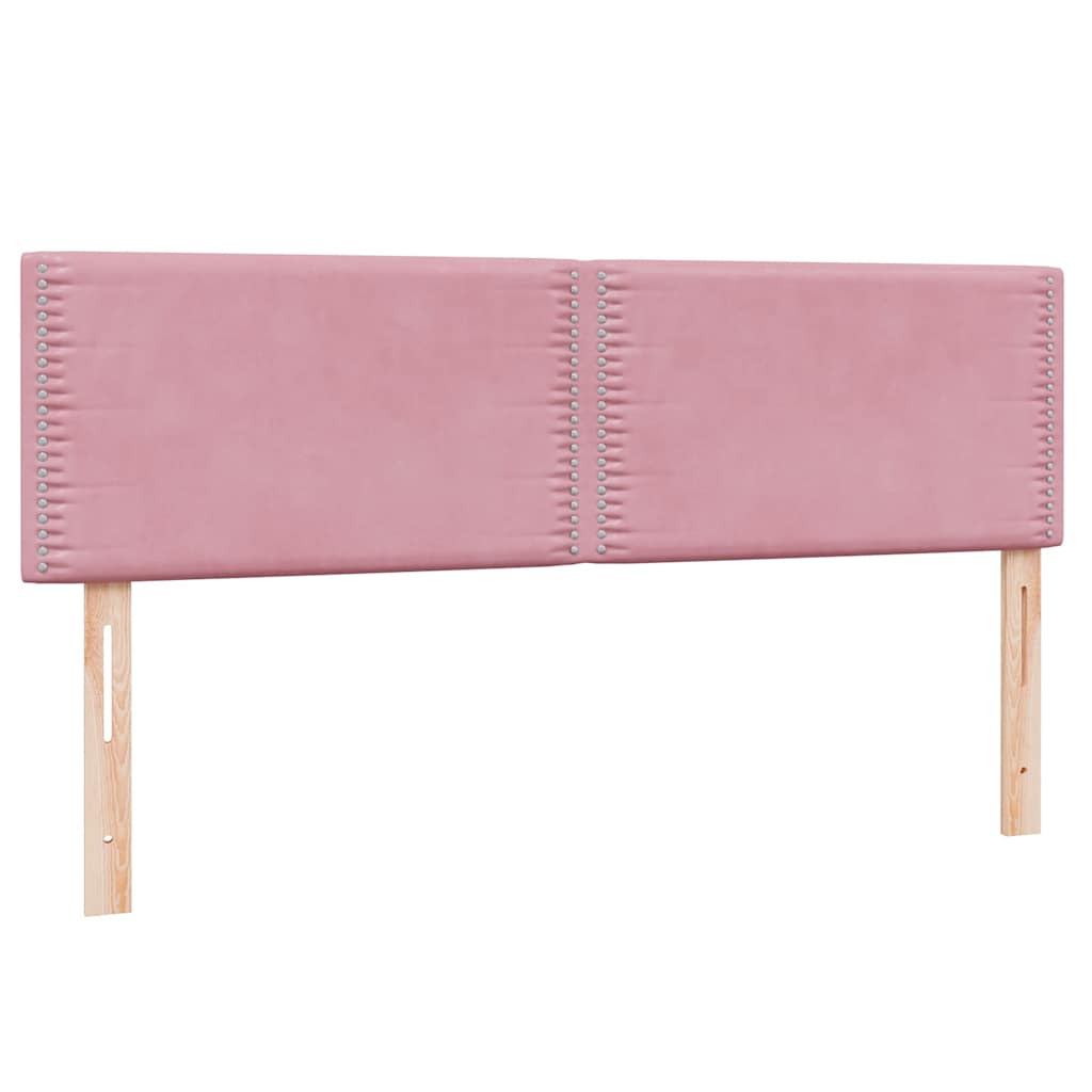 Sommier à lattes de lit avec matelas et LED rose 160x210 cm velours - XIOS