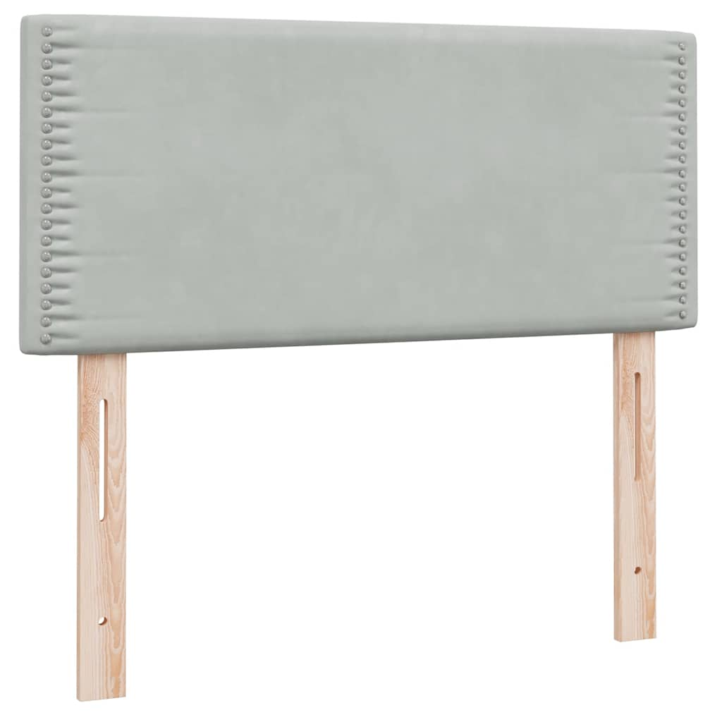 Sommier à lattes de lit et matelas et LED gris clair 80x220 cm velours - XIOS