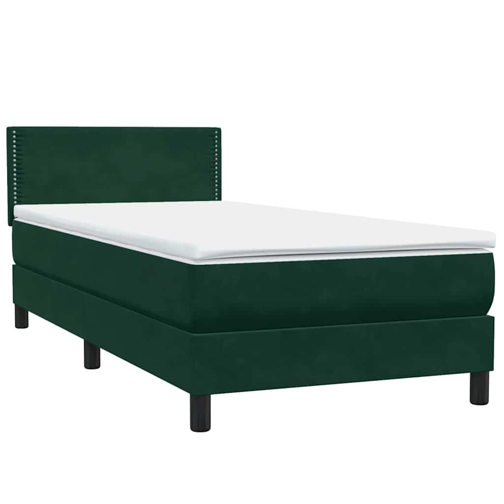 Sommier à lattes de lit et matelas et LED vert foncé 80x220 cm