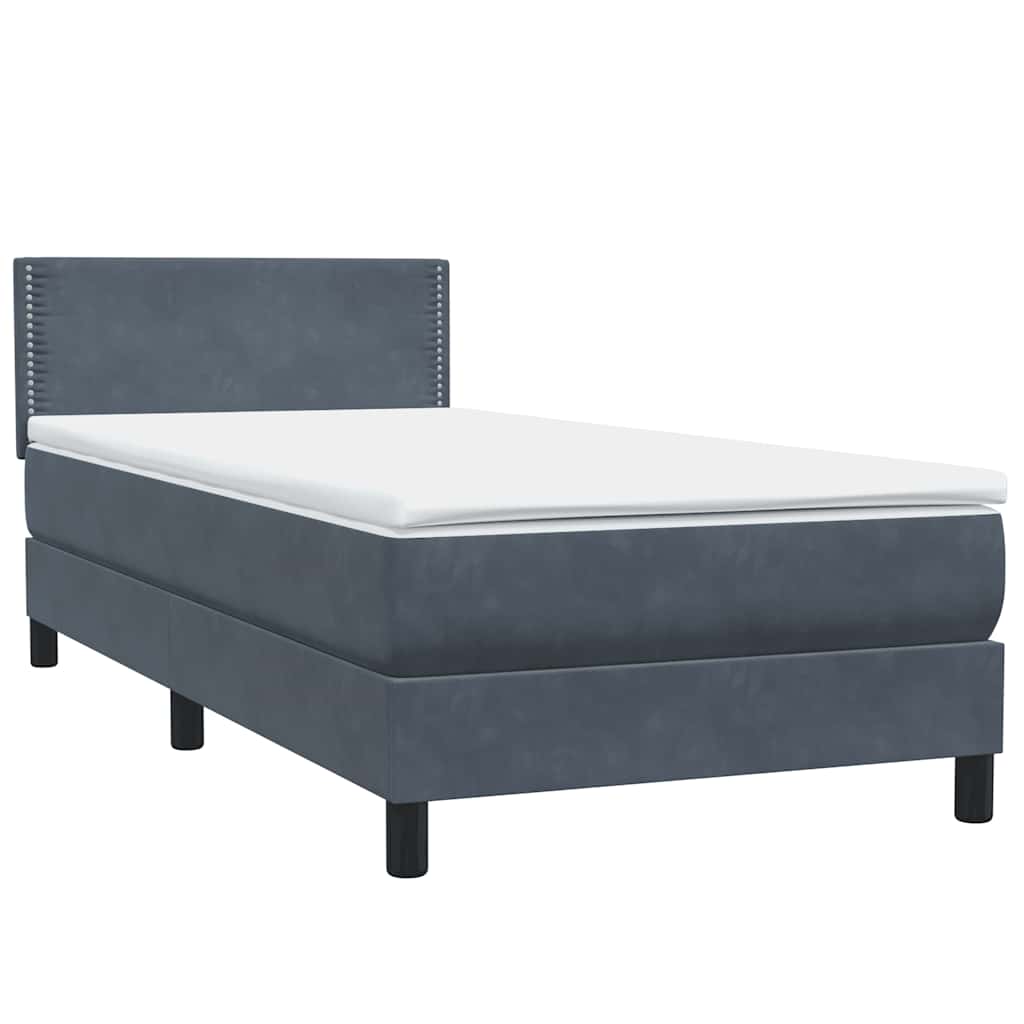 Sommier à lattes de lit et matelas et LED gris foncé 90x220 cm velours - XIOS