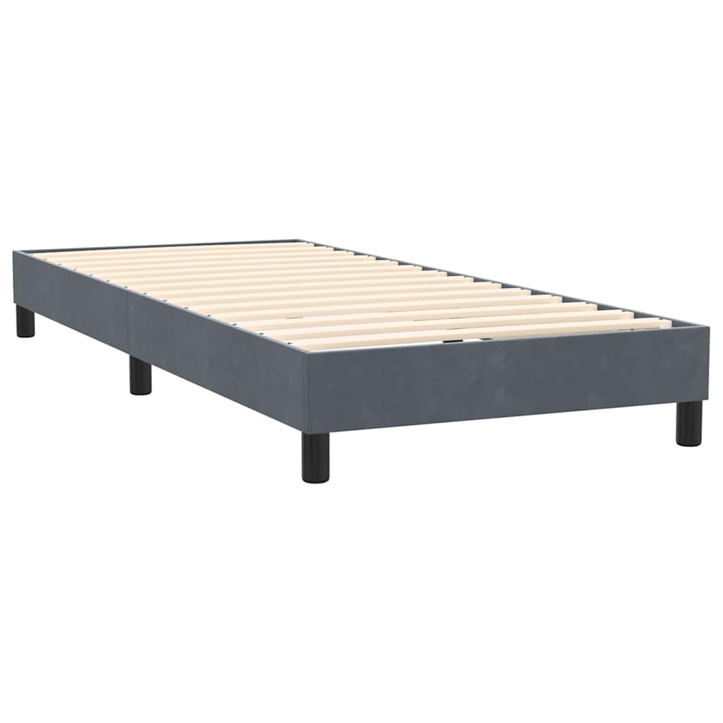 Sommier à lattes de lit et matelas et LED gris foncé 90x220 cm velours - XIOS