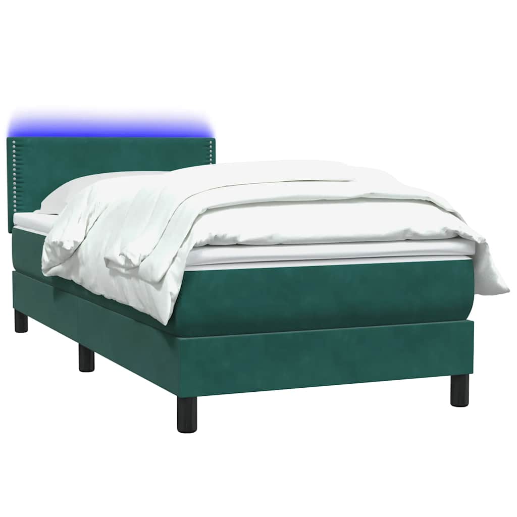 Sommier à lattes de lit et matelas et LED vert foncé 90x220 cm velours - XIOS