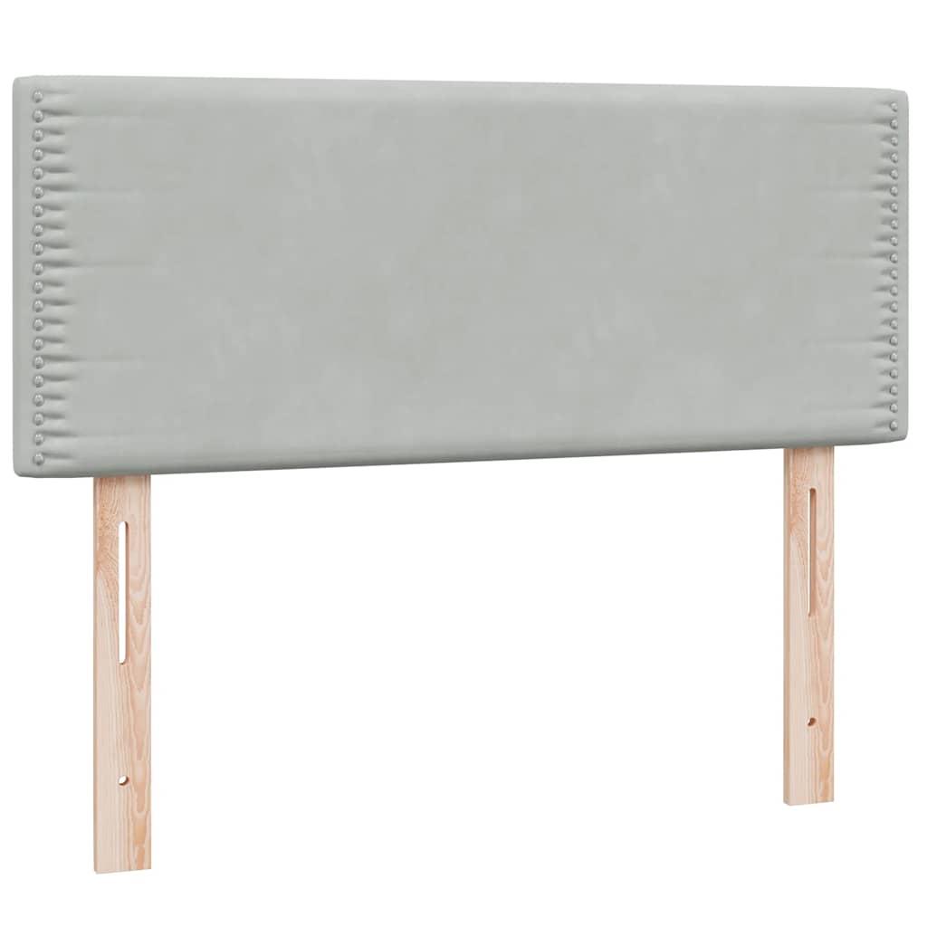 Sommier à lattes de lit et matelas et LED gris clair 120x220cm velours - XIOS