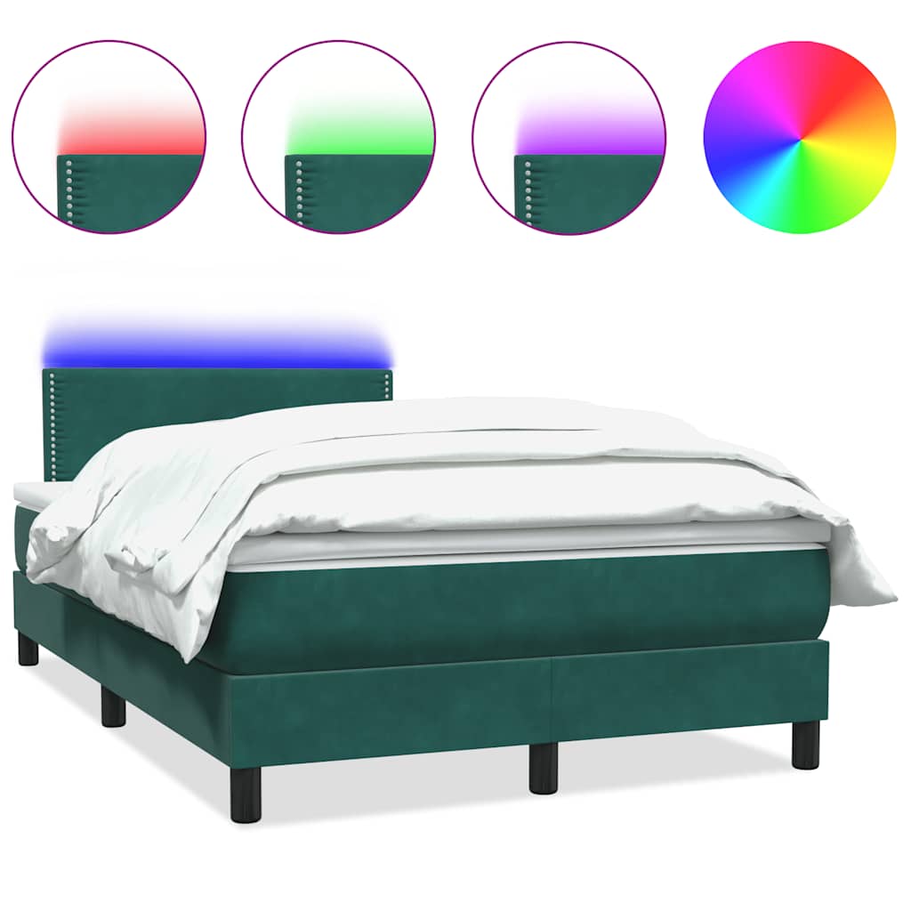Sommier à lattes de lit et matelas et LED vert foncé 120x220cm velours - XIOS