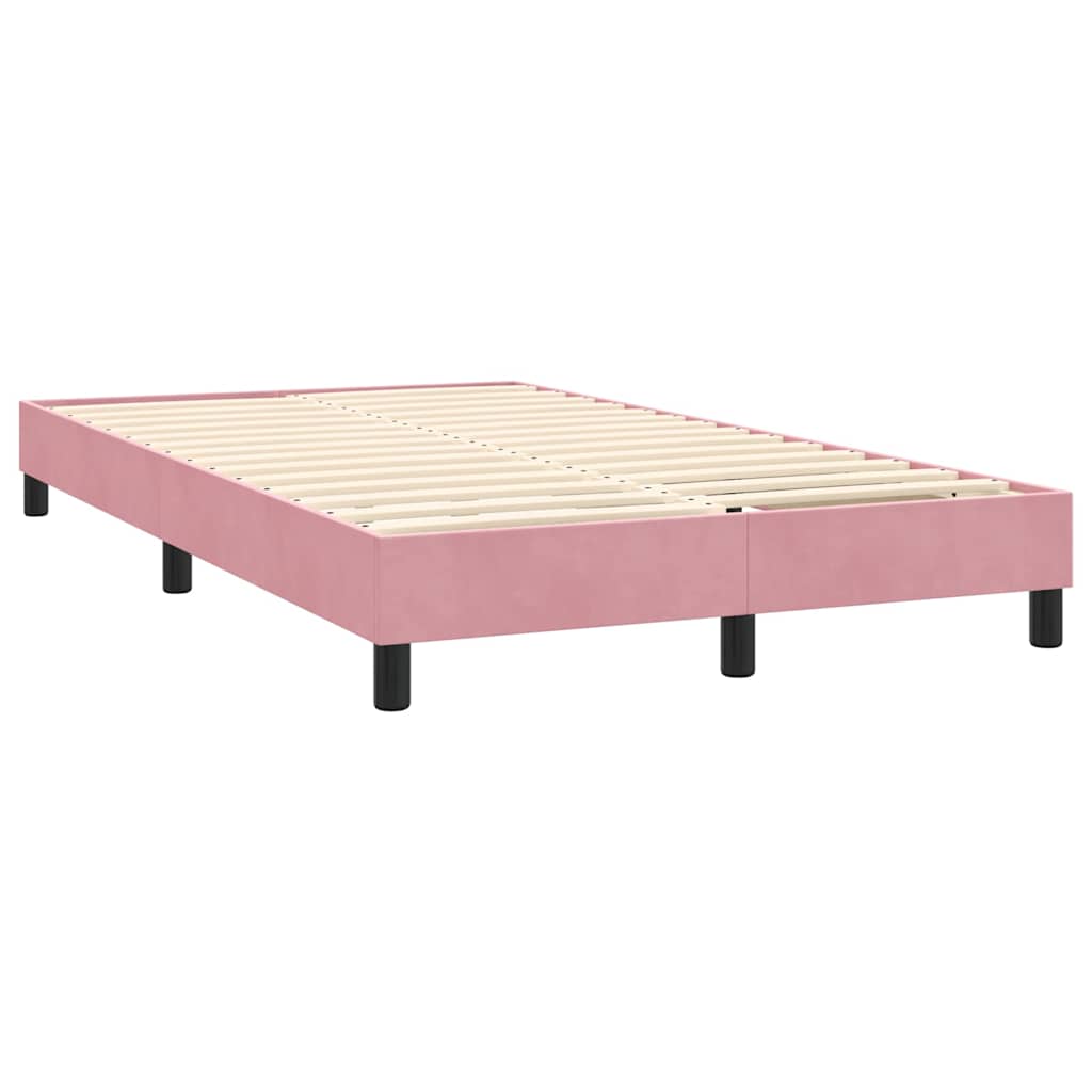 Sommier à lattes de lit avec matelas et LED rose 120x220 cm velours - XIOS