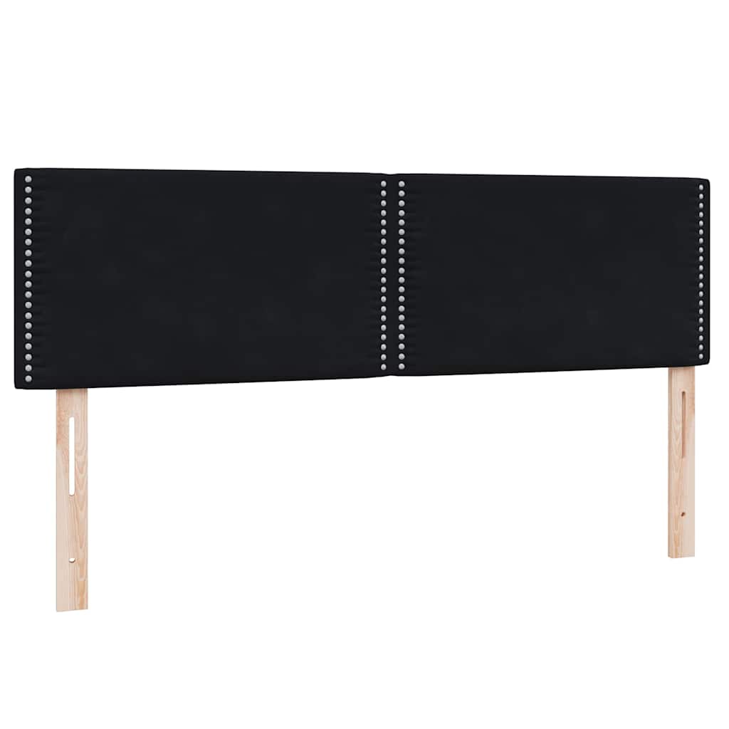 Sommier à lattes de lit avec matelas et LED noir 140x220 cm velours - XIOS