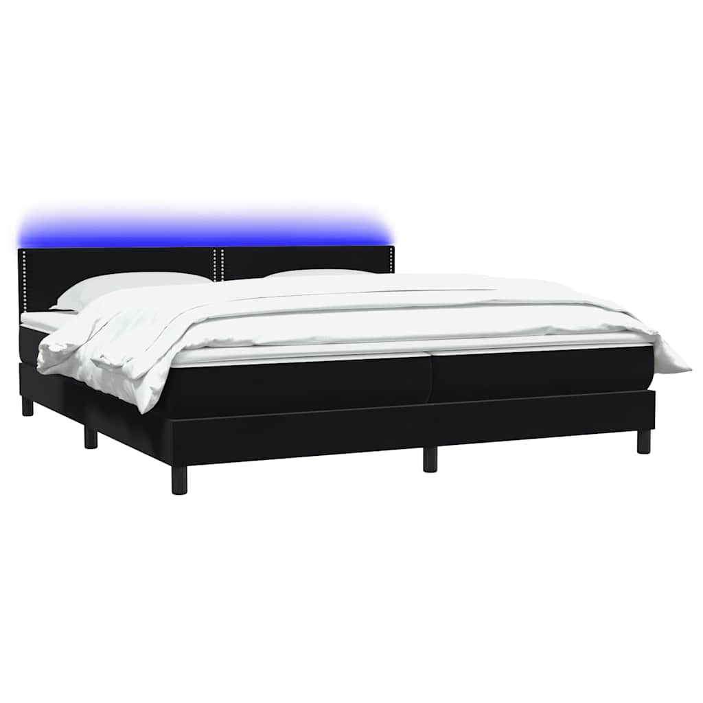 Sommier à lattes de lit avec matelas et LED noir 200x220 cm velours - XIOS