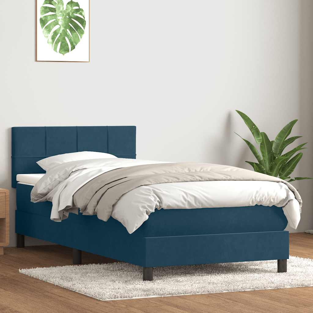 Sommier à lattes de lit et matelas et LED bleu foncé 80x210 cm velours - XIOS