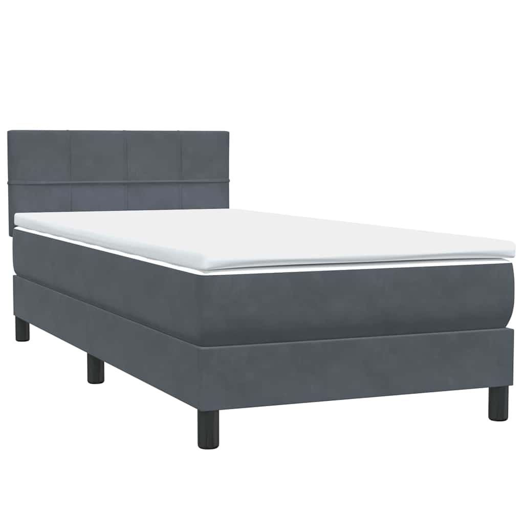 Sommier à lattes de lit et matelas et LED gris foncé 90x210 cm velours - XIOS