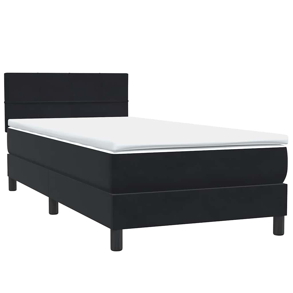 Sommier à lattes de lit avec matelas et LED noir 90x210 cm velours - XIOS