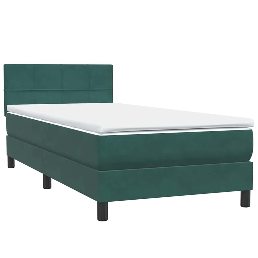 Sommier à lattes de lit et matelas et LED vert foncé 90x210 cm velours - XIOS