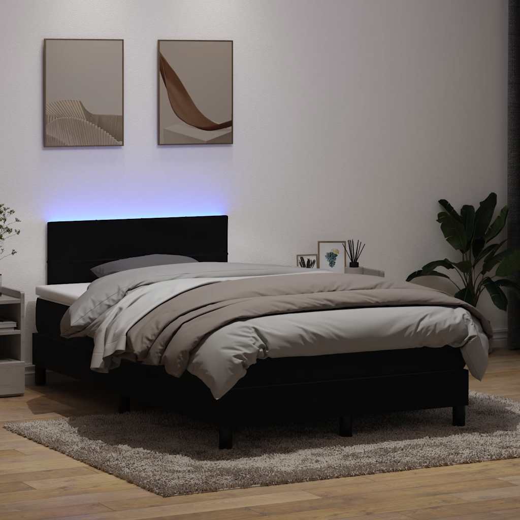 Sommier à lattes de lit avec matelas et LED noir 120x210 cm velours - XIOS
