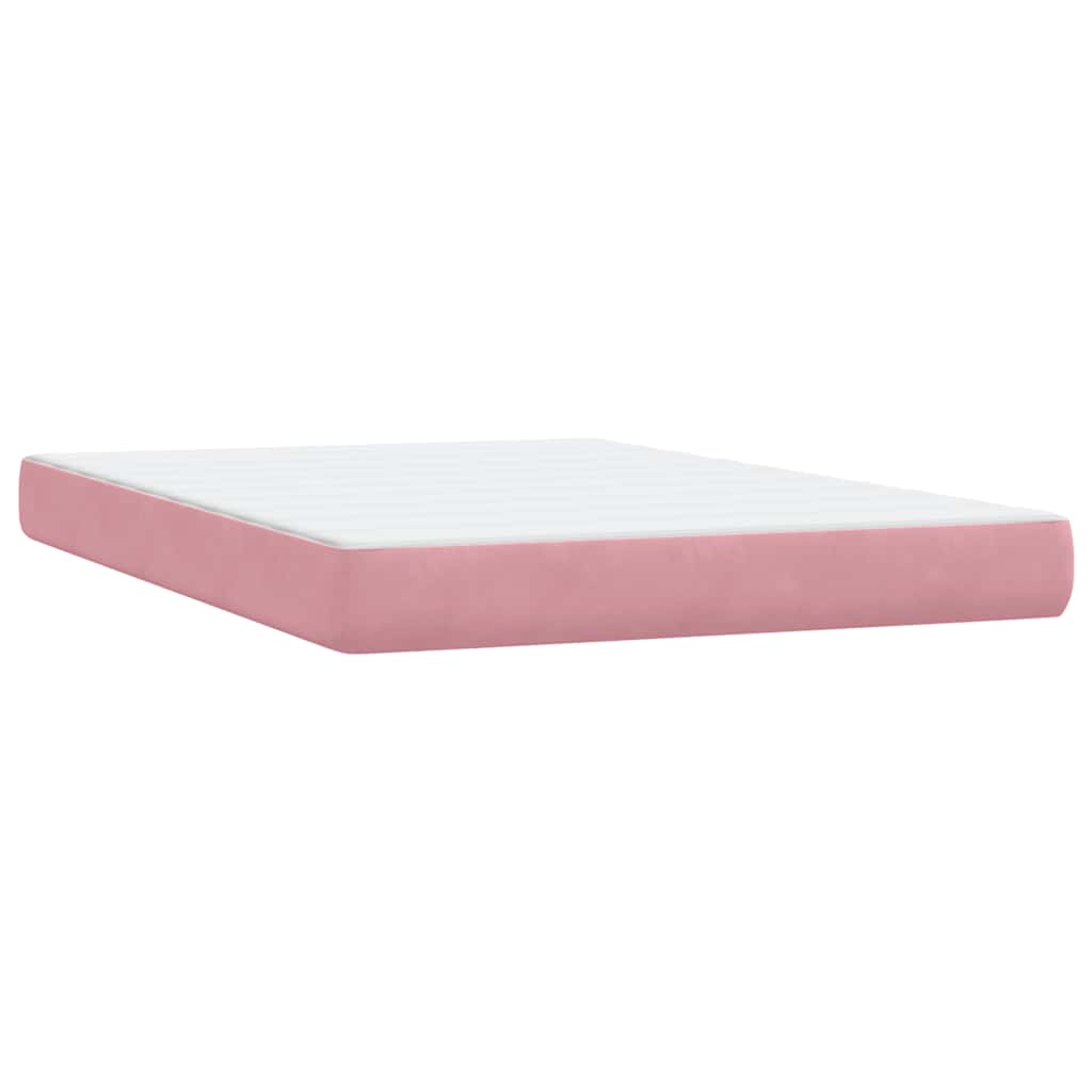 Sommier à lattes de lit avec matelas et LED rose 140x210 cm velours - XIOS
