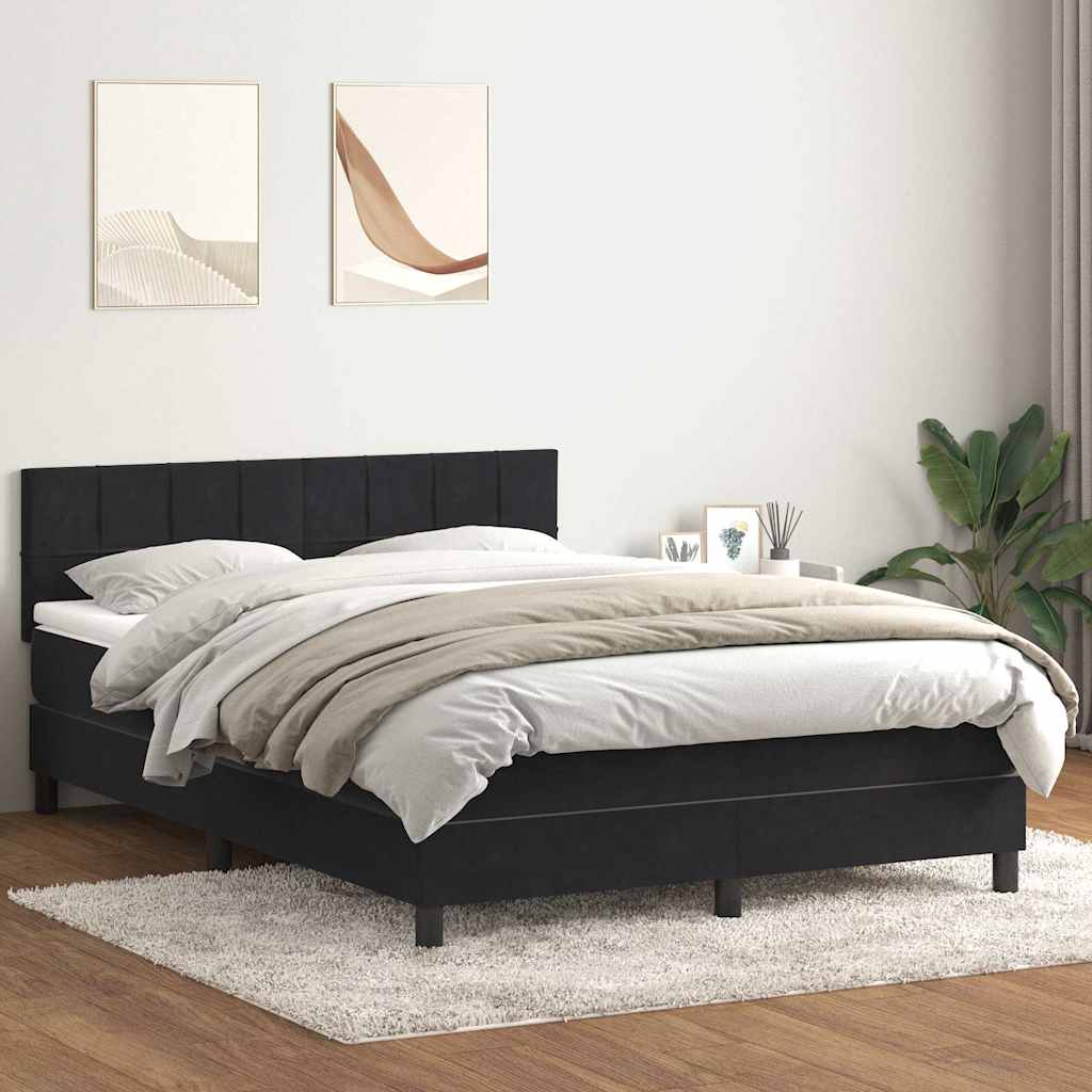 Sommier à lattes de lit avec matelas et LED noir 160x210 cm velours - XIOS