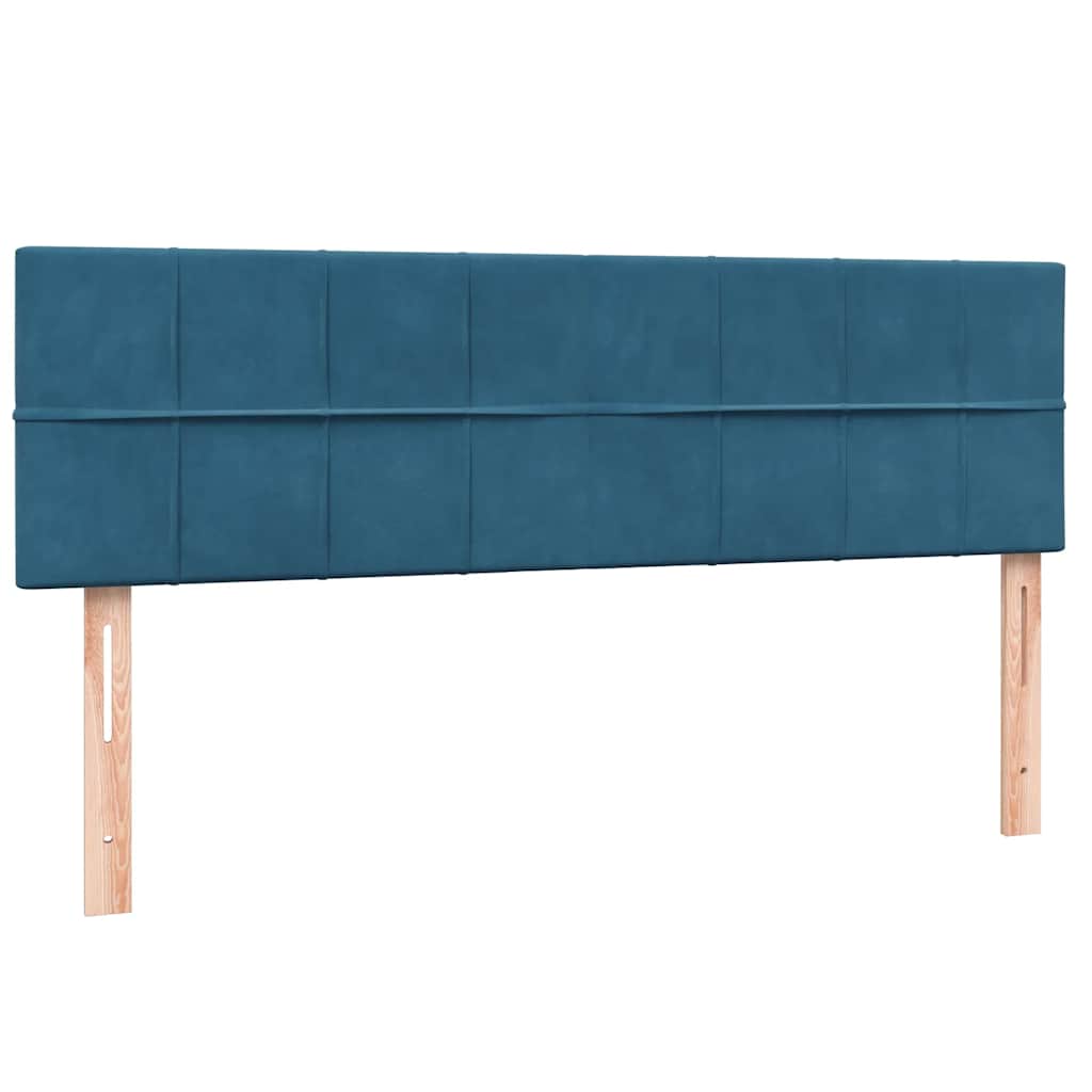 Sommier à lattes de lit et matelas et LED bleu foncé 160x210cm velours - XIOS